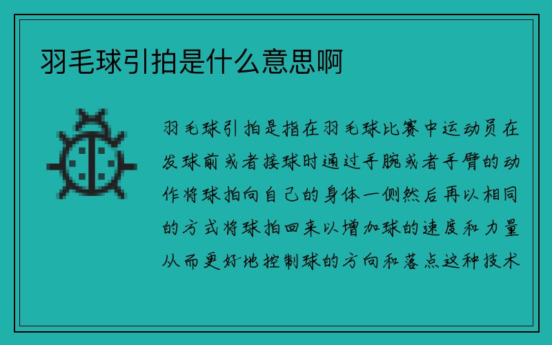 羽毛球引拍是什么意思啊